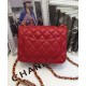 2022 Chic Golden Chain Strap & CC Logo Turn Lock Classic Red Quilted Leather - Women's Clone Chanel Mini Classic Boy Flap Bag