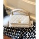 Elegant Style Single Top Handle Twist CC Turn Lock Golden Chain Shoulder Strap - Faux Chanel White Leather Tote Bag