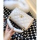 Elegant Style Single Top Handle Twist CC Turn Lock Golden Chain Shoulder Strap - Faux Chanel White Leather Tote Bag