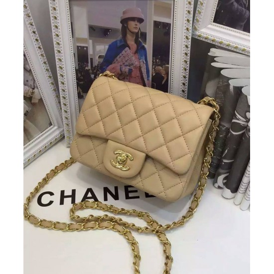 Unique Model Beige Quilted Leather Mini Classic Boy Flap Bag - Faux Chanel Yellow Gold Plated Chain Bag For Ladies