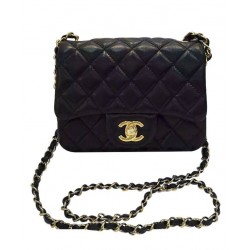 Vogue Mini Classic Boy Yellow Gold CC Turn Lock Chain Shoulder Strap - Replica Chanel Black Lambskin Women's Flap Bag