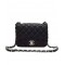 Timeless Style Rhombic Shaped Black Lambskin Leather Mini Classic Boy Flap Bag - Faux Chanel Female Silver Chain Crossbody Bag