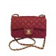 Replica Chanel Small Classic Yellow Gold Chain Strap Interlocking C Lock Female Red Quilted Caviar Leather Double Flap Bag