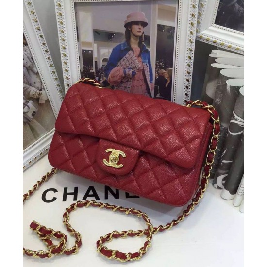 Replica Chanel Small Classic Yellow Gold Chain Strap Interlocking C Lock Female Red Quilted Caviar Leather Double Flap Bag