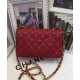 Replica Chanel Small Classic Yellow Gold Chain Strap Interlocking C Lock Female Red Quilted Caviar Leather Double Flap Bag