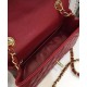 Replica Chanel Small Classic Yellow Gold Chain Strap Interlocking C Lock Female Red Quilted Caviar Leather Double Flap Bag