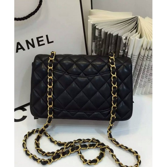 Precious Quilted Diamond Shaped Pattern Black Lambskin Leather Vintage Mini Flap Bag - Replica Chanel Yellow Gold Plated Hardware Chain Bag