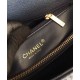 Fake Chanel Yellow Gold Hardware Black Quilted Caviar Leather Single Top Handle Flap Style Women's Chain Bag