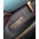 Faux Chanel Turquoise Caviar Leather Quilted Design Black Single Top Handle Golden Chain Turn Lock Flap Bag Medium