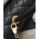 Replica Chanel Black Caviar Leather Single Top Handle Golden CC Logo Turn Lock Chian Flap Bag For Ladies