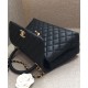 Replica Chanel Black Caviar Leather Single Top Handle Golden CC Logo Turn Lock Chian Flap Bag For Ladies