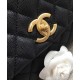 Replica Chanel Black Caviar Leather Single Top Handle Golden CC Logo Turn Lock Chian Flap Bag For Ladies