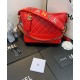 Fake Chanel Gabrielle Red Quilted Leather Silver & Golden Brand Letter Detail Strap Female Hobo Bag Small Chain Bag