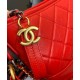 Fake Chanel Gabrielle Red Quilted Leather Silver & Golden Brand Letter Detail Strap Female Hobo Bag Small Chain Bag