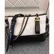 Replica Chanel Gabrielle Two-tone Chain Shoulder Strap Diamond Lattice Women's White & Black Lambskin Leather Hobo Bag UK