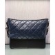 Fake Chanel Gabrielle 28cm Navy Blue Quilted & Black Leather Brass Chain Shoulder Strap Female Zipper Hobo Bag