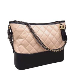 Replica Chanel Gabrielle Pink Quilted & Black Smooth Leather Two-tone Chain Shoulder Strap Women's Medium Hobo Bag Online