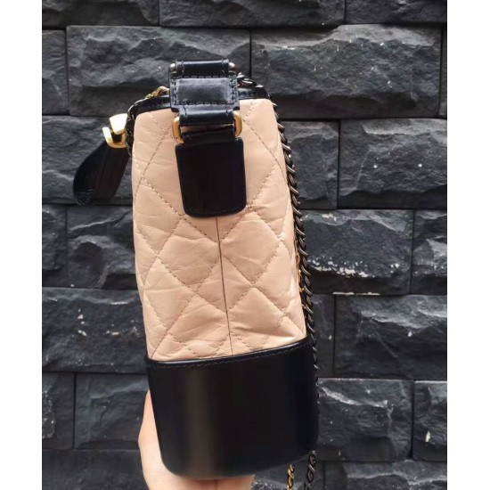 Replica Chanel Gabrielle Pink Quilted & Black Smooth Leather Two-tone Chain Shoulder Strap Women's Medium Hobo Bag Online