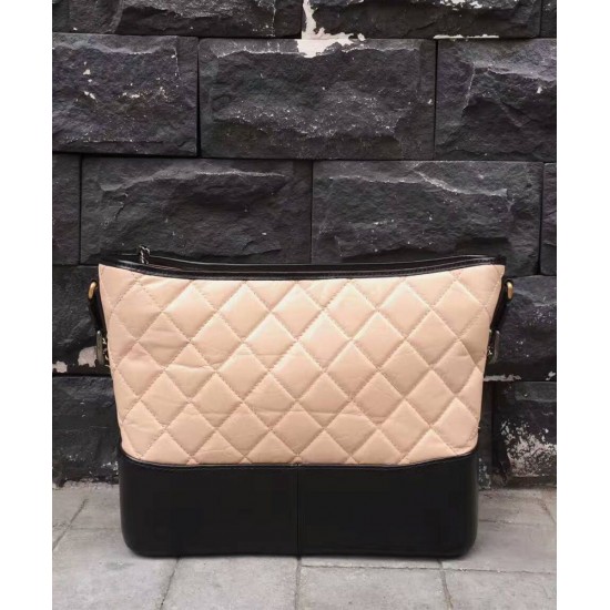 Replica Chanel Gabrielle Pink Quilted & Black Smooth Leather Two-tone Chain Shoulder Strap Women's Medium Hobo Bag Online