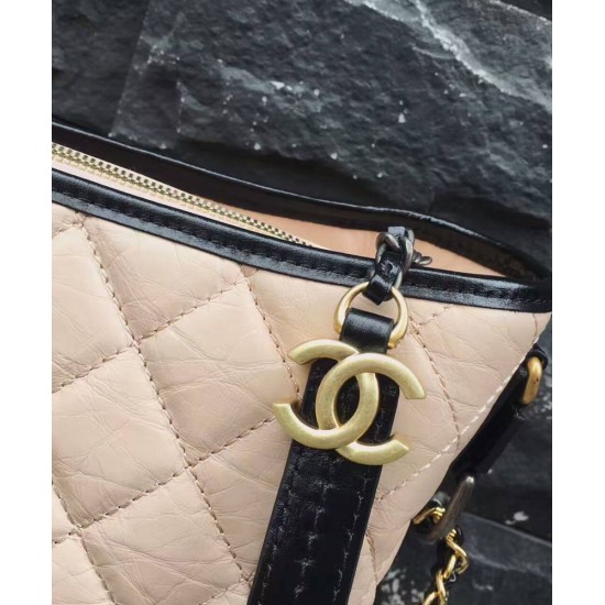 Replica Chanel Gabrielle Pink Quilted & Black Smooth Leather Two-tone Chain Shoulder Strap Women's Medium Hobo Bag Online