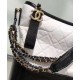 Imitation Chanel Gabrielle Popular Diamond Type Lattice Antique Metal Chain Strap Women's White & Blak Leather Patchwork Zipper Hobo Bag