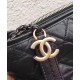 Best Brass CC Logo Zipper Pull Antique Chain Shoulder Strap - Faux Chanel Gabrielle Medium Black Quilted Leather Women's Hobo Bag