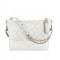 Fashion Brass CC Logo Zipper Pull Two-tone Chain Shoulder Strap - Chanel Gabrielle White Quilted & Smooth Leather Patchwork Hobo Bag 2CM