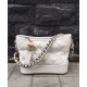 Fashion Brass CC Logo Zipper Pull Two-tone Chain Shoulder Strap - Chanel Gabrielle White Quilted & Smooth Leather Patchwork Hobo Bag 2CM