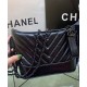 High End Black Diagonal Matelasse Quilted Leather Black Metal - Imitation Chanel Gabrielle Small Hobo Bag For Ladies