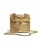 Luxury Golden Quilted Leather Interlocking C Kiss Lock Meatal Frame Flap - Women's Small Chanel Chain Strap Vertical Bag