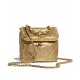 Luxury Golden Quilted Leather Interlocking C Kiss Lock Meatal Frame Flap - Women's Small Chanel Chain Strap Vertical Bag