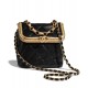 Latest Golden Flap Trimming CC Kiss-lock Chain Top Handle - Fake Chanel Female Black Quilted Leather Small Bag