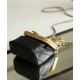 Latest Golden Flap Trimming CC Kiss-lock Chain Top Handle - Fake Chanel Female Black Quilted Leather Small Bag