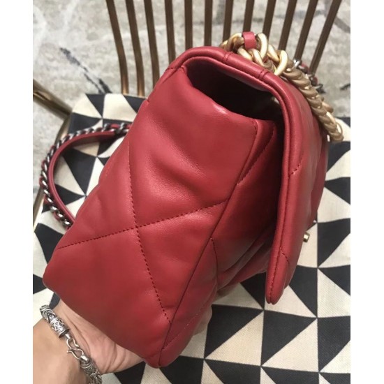 Fashion Brass Chain Top Handle Classic CC Turn Lock Women's Dark Red Quilted -Chanel 19 New Chain Bag Online