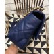 Chic Navy Blue Quilted Rhombus Motif CC Logo Turn-lock Buckle - Faux Chanel 19 Large Two-tone Chain Ladies Flap Bag 30CM