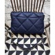 Chic Navy Blue Quilted Rhombus Motif CC Logo Turn-lock Buckle - Faux Chanel 19 Large Two-tone Chain Ladies Flap Bag 30CM