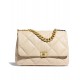 Sweet Style Cream Quilted Leather Silver & Brass Chain Shoulder Strap Fashion Trun Lock - Imitation Women's Chanel 19 CC Logo Flap Bag