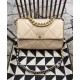 Sweet Style Cream Quilted Leather Silver & Brass Chain Shoulder Strap Fashion Trun Lock - Imitation Women's Chanel 19 CC Logo Flap Bag