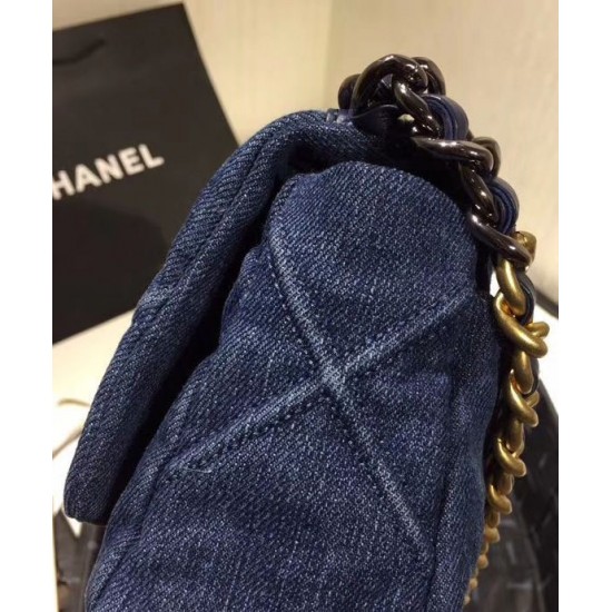 Low Price Blue Denim Material CC Turn Lock Female Crossbody Bag - Faux Chanel 19 Two-tone Chain Flap Bag USA