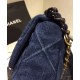 Low Price Blue Denim Material CC Turn Lock Female Crossbody Bag - Faux Chanel 19 Two-tone Chain Flap Bag USA