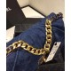 Low Price Blue Denim Material CC Turn Lock Female Crossbody Bag - Faux Chanel 19 Two-tone Chain Flap Bag USA