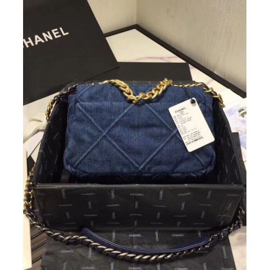 Low Price Blue Denim Material CC Turn Lock Female Crossbody Bag - Faux Chanel 19 Two-tone Chain Flap Bag USA