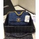 Low Price Blue Denim Material CC Turn Lock Female Crossbody Bag - Faux Chanel 19 Two-tone Chain Flap Bag USA