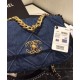 Low Price Blue Denim Material CC Turn Lock Female Crossbody Bag - Faux Chanel 19 Two-tone Chain Flap Bag USA