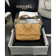 High Quality Chain Turn Lock Brass Handle Women's Kahaki Leather Flap Bag - Replica Chanel 19 Flap Bag Sale Online