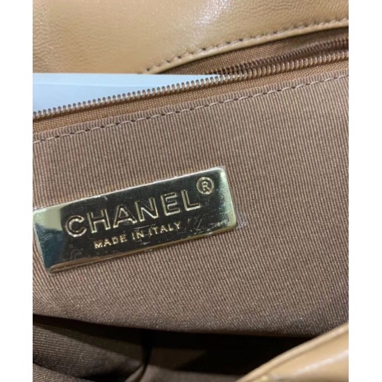 High Quality Chain Turn Lock Brass Handle Women's Kahaki Leather Flap Bag - Replica Chanel 19 Flap Bag Sale Online