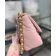 Sweet Style Gold Silver-Tone & Ruthenium-Finish Metal Chain Pink Goatskin Leather Double C Turn Lock - Fake Chanel 19 Rhombus Quilted Flap Bag