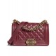 Spring Hot Selling Brass Hardware Women's Small Burgundy Quilted Leather Boy Bag - Imitated Chanel Mauve Flap Crossbody Bag