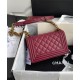 Spring Hot Selling Brass Hardware Women's Small Burgundy Quilted Leather Boy Bag - Imitated Chanel Mauve Flap Crossbody Bag