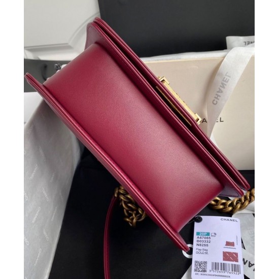 Spring Hot Selling Brass Hardware Women's Small Burgundy Quilted Leather Boy Bag - Imitated Chanel Mauve Flap Crossbody Bag